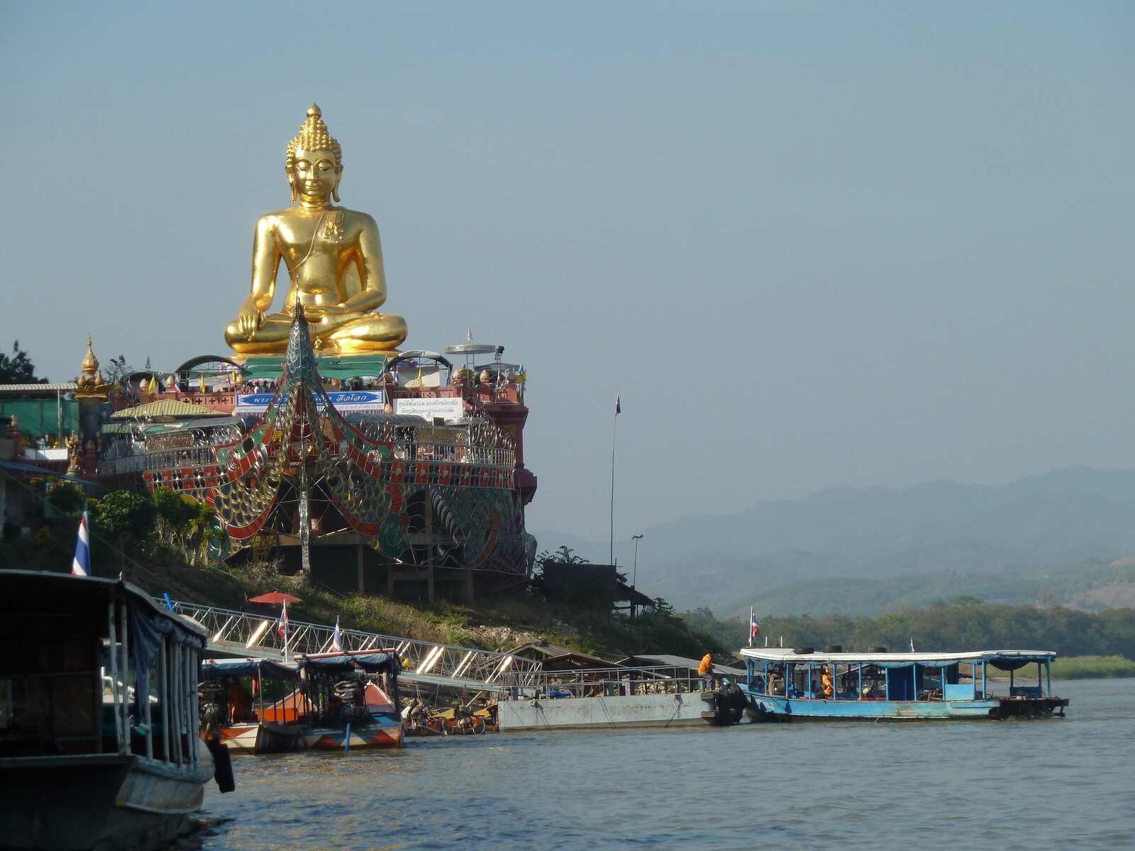 The golden Buddha at Sop Ruak above the Mekong, at the Golden Triangle