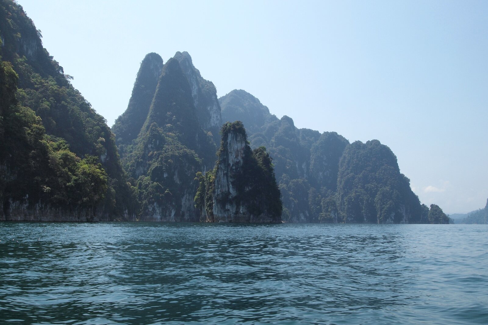 Limestone karsts rising from Cheow Lan Lake, Khao Sok